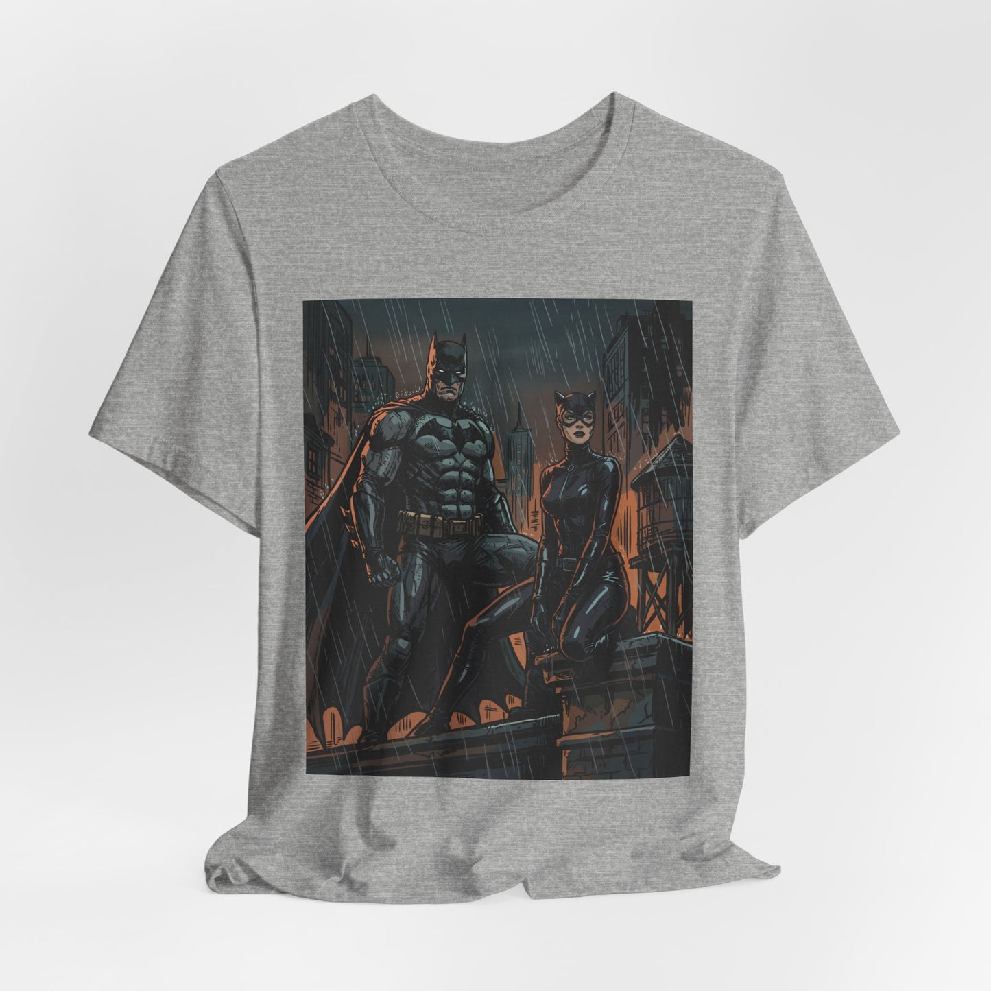 Batman & Catwoman Rain Night T‑Shirt