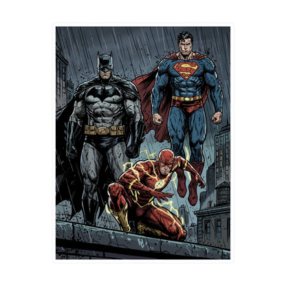 Superhero Trio Vinyl Sticker — Batman, Superman & Flash