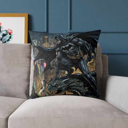 Batman Cityscape Square Poly Canvas Pillow