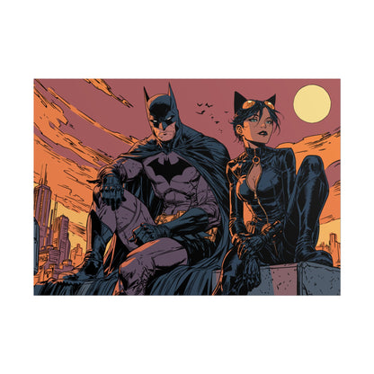 Batman & Catwoman Landscape Art Poster