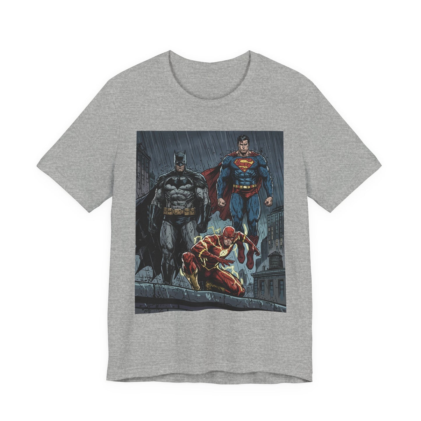 Superhero Team Graphic Tee — Batman, Superman & The Flash
