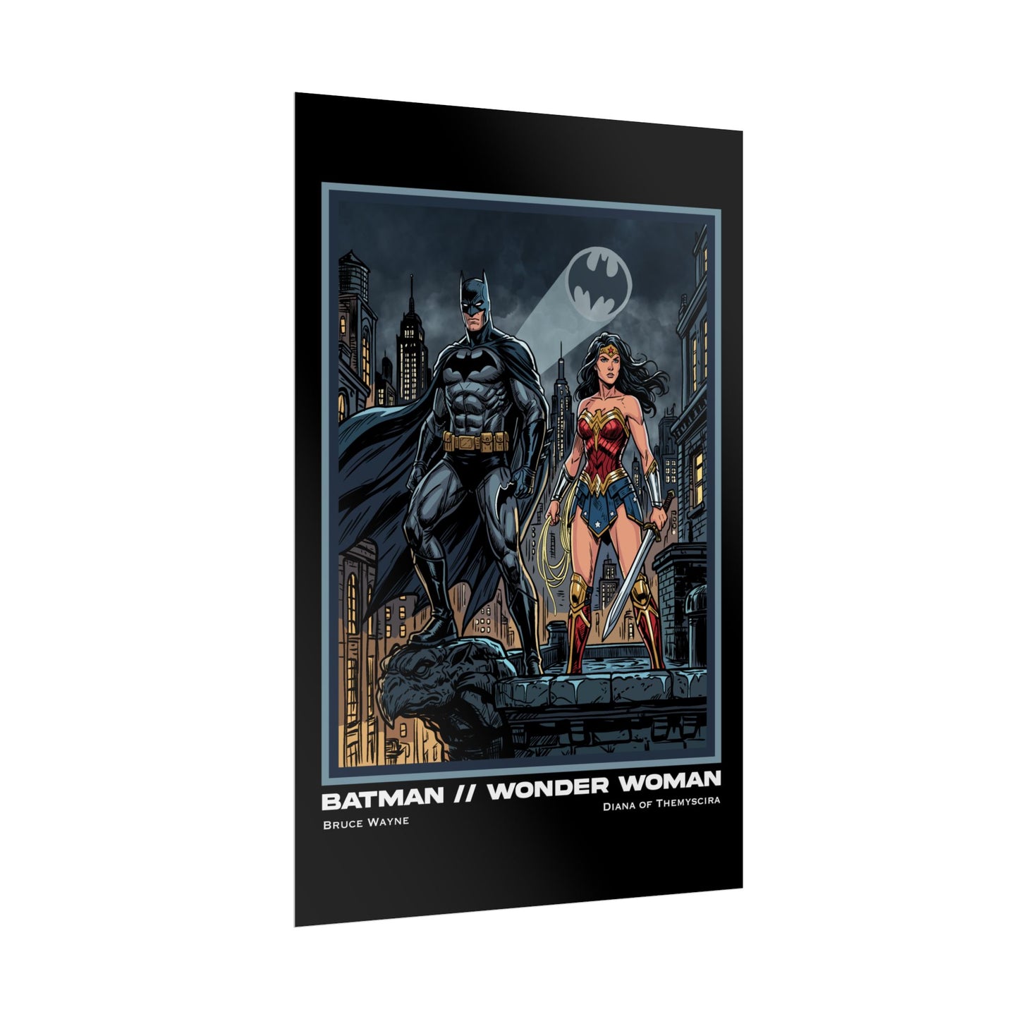 Batman & Wonder Woman Cinematic Rolled Poster — Superhero Wall Art