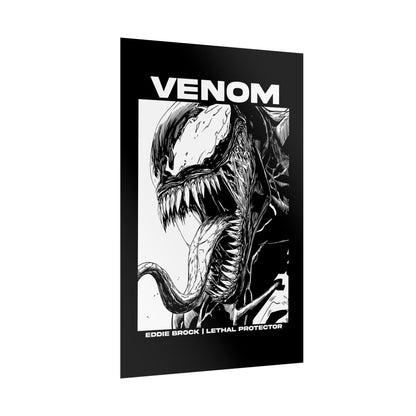 Venom Rolled Poster — Eddie Brock Lethal Protector Black & White Art