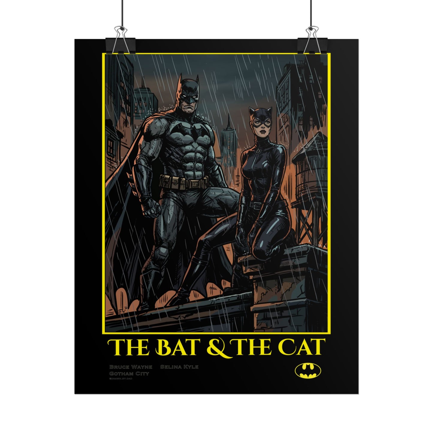 Batman & Catwoman Poster – "The Bat & The Cat" Rolled Art Print