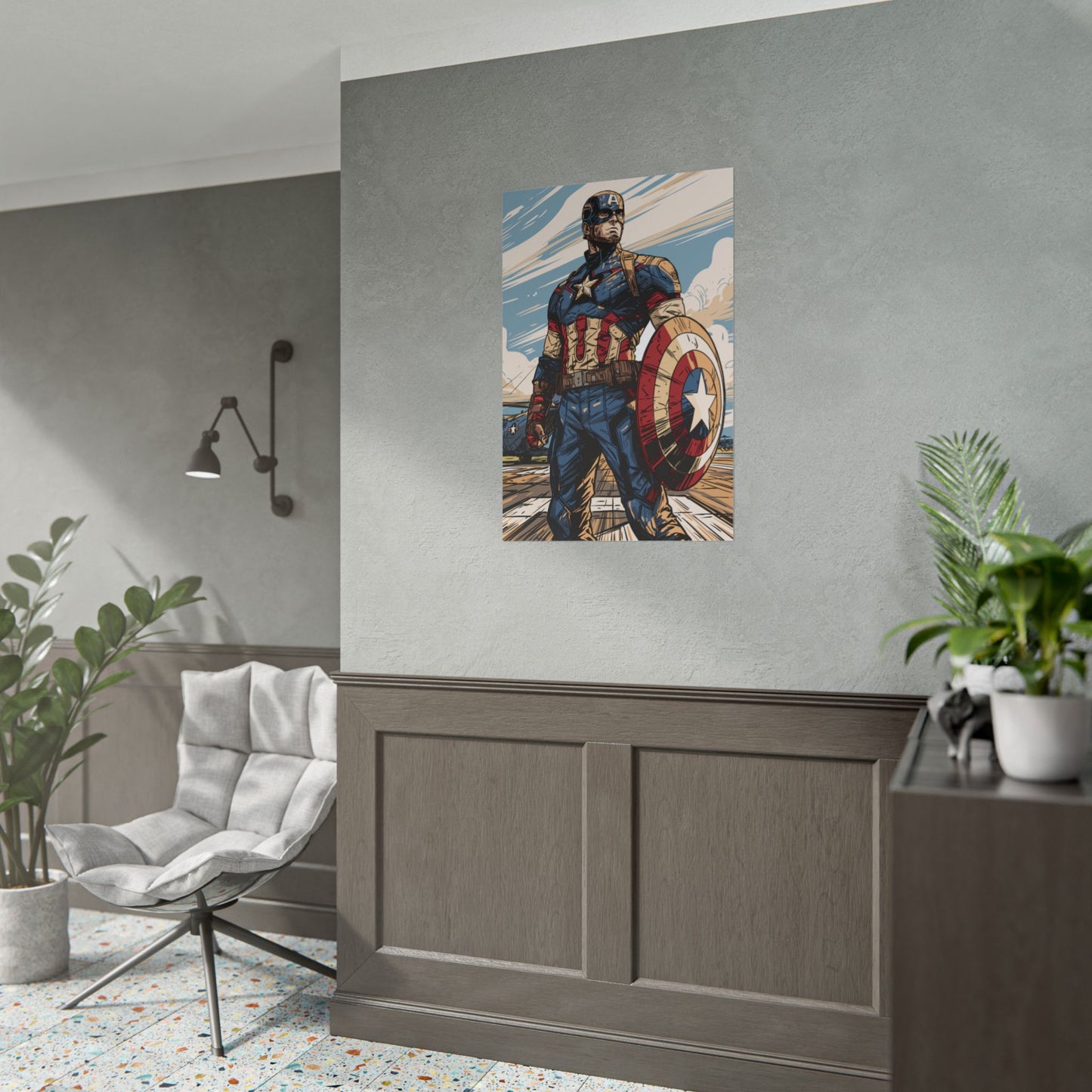 Captain America Retro Art Poster — Rolled Superhero Wall Print
