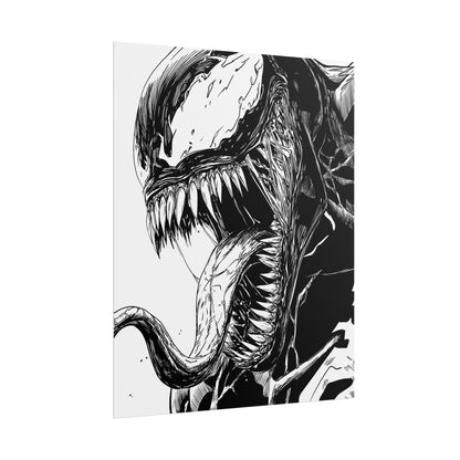 Venom Poster — Black & White Comic Art Rolled Print
