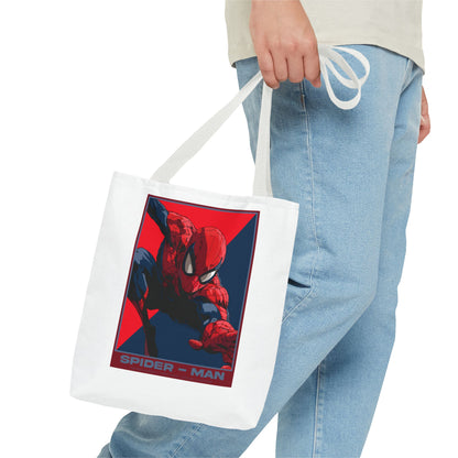 Spider-Man Graphic Tote Bag — Retro Red & Blue Comic Design