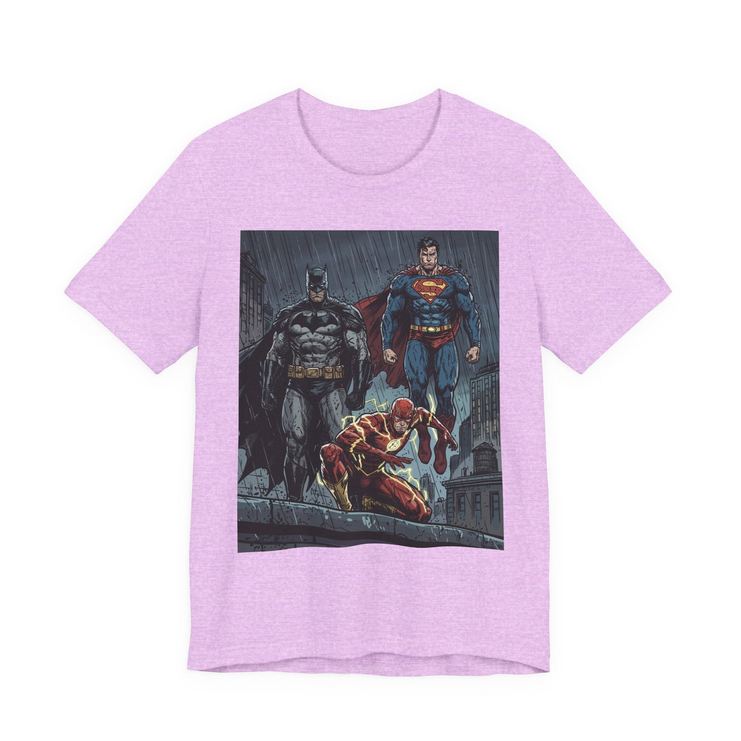 Superhero Team Graphic Tee — Batman, Superman & The Flash