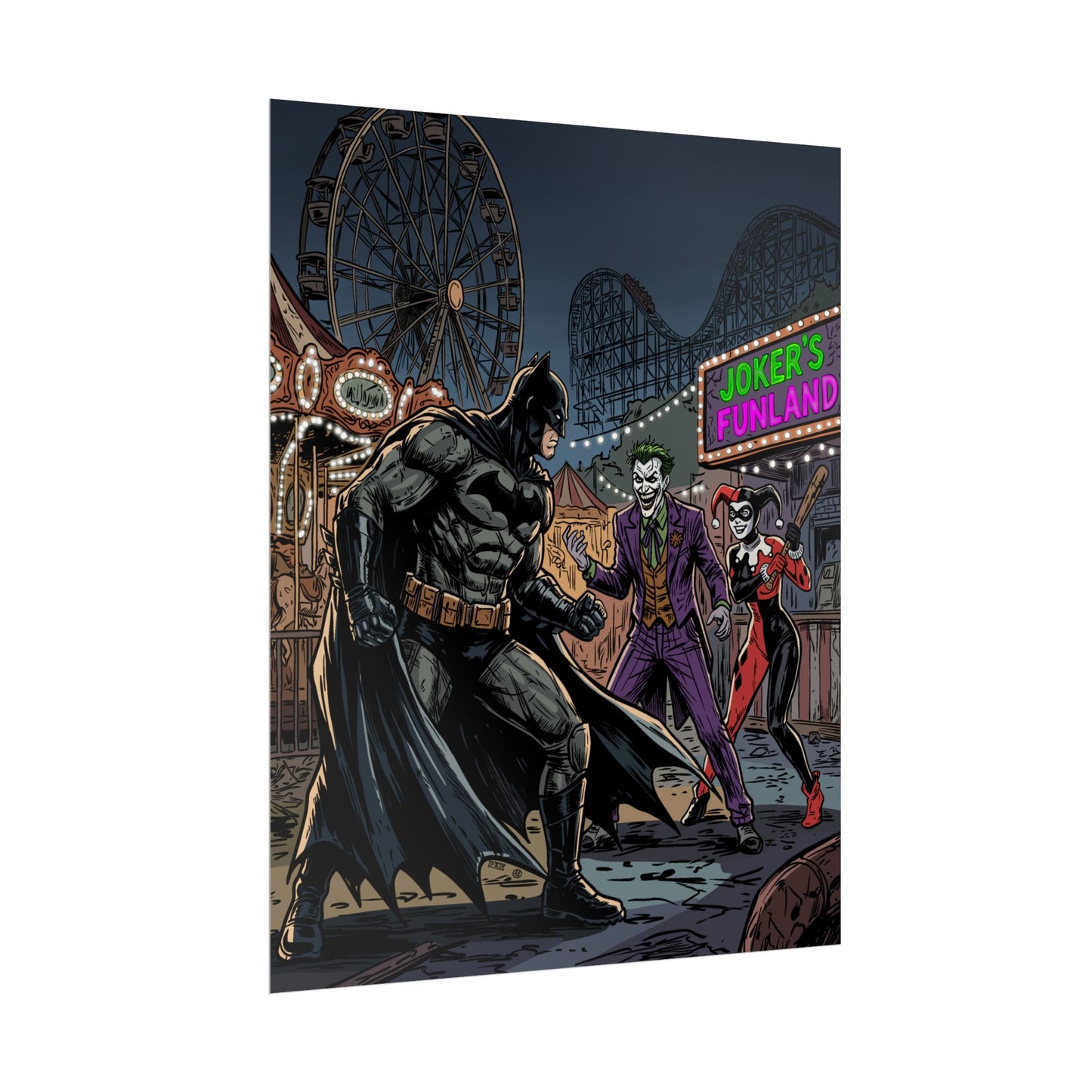 Batman vs Joker Carnival Poster – Rolled Comic Art Print