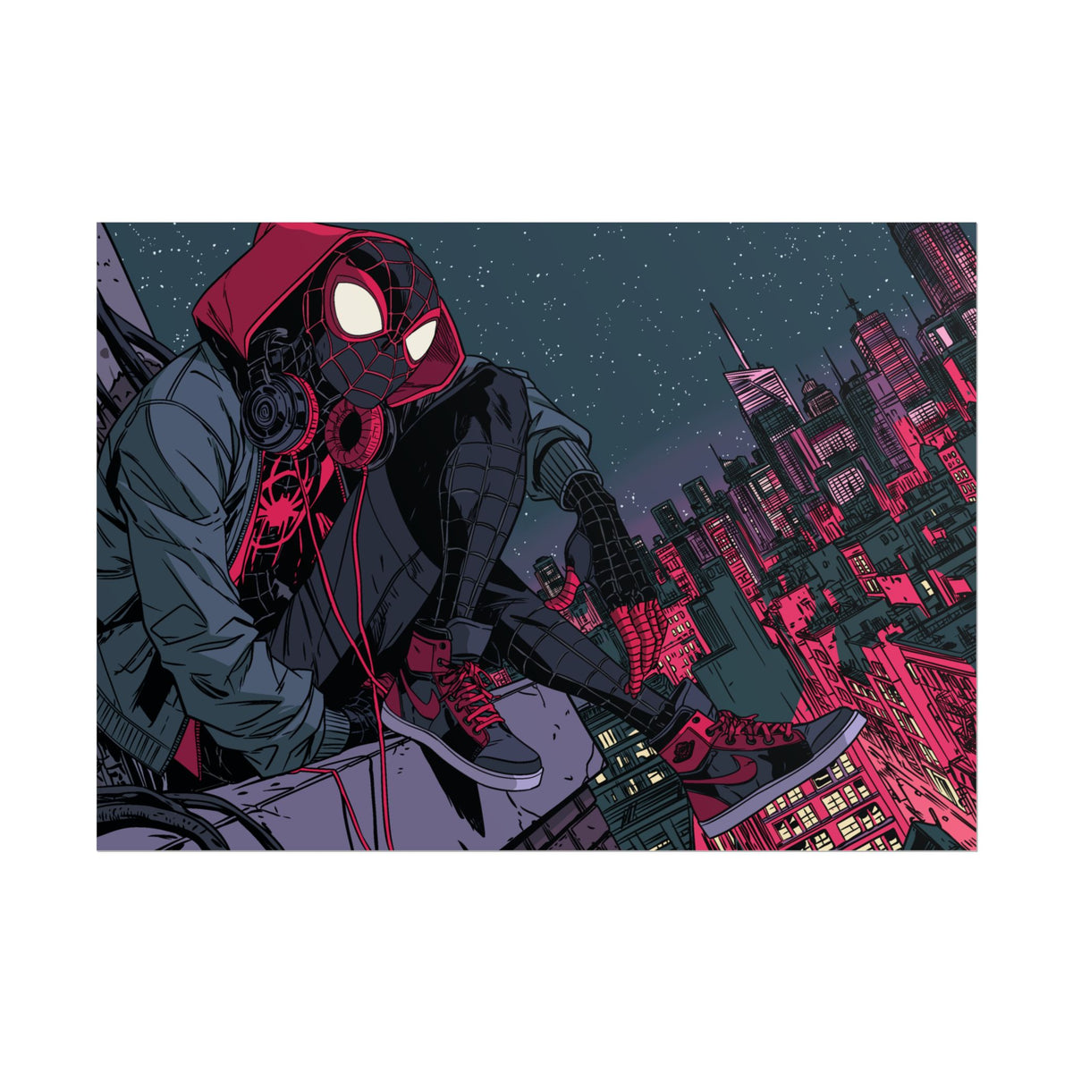 Spider-Verse Miles Morales Poster — Neon City