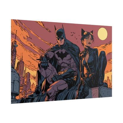 Batman & Catwoman Landscape Art Poster