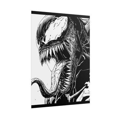 Venom Poster — Black & White Comic Art Rolled Print
