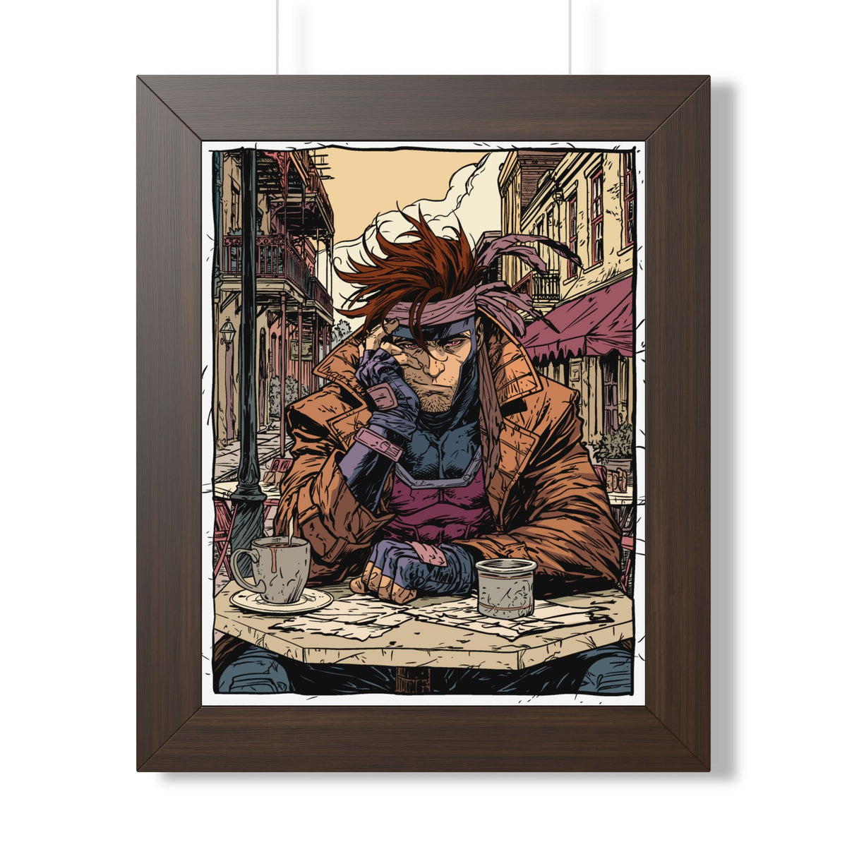 Gambit Framed Poster - Brooding Comic Cafe Art