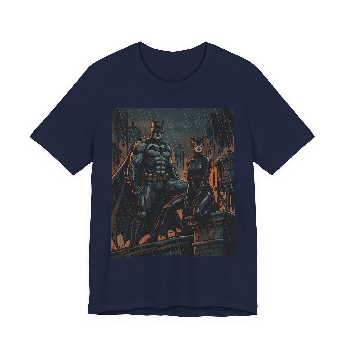 Batman & Catwoman Rain Night T‑Shirt