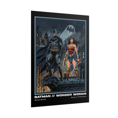 Batman & Wonder Woman Cinematic Rolled Poster — Superhero Wall Art