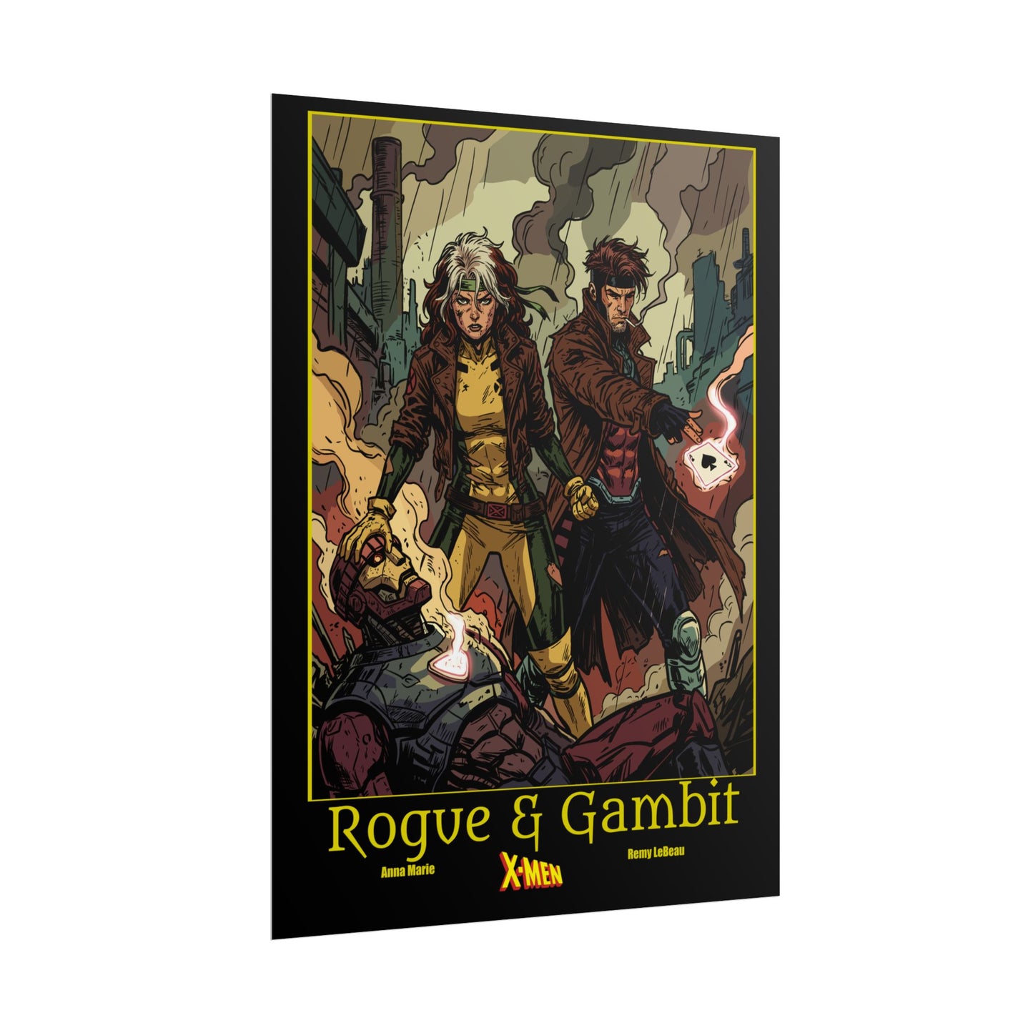 X-Men Rogue & Gambit Poster — Retro Comic Rolled Poster
