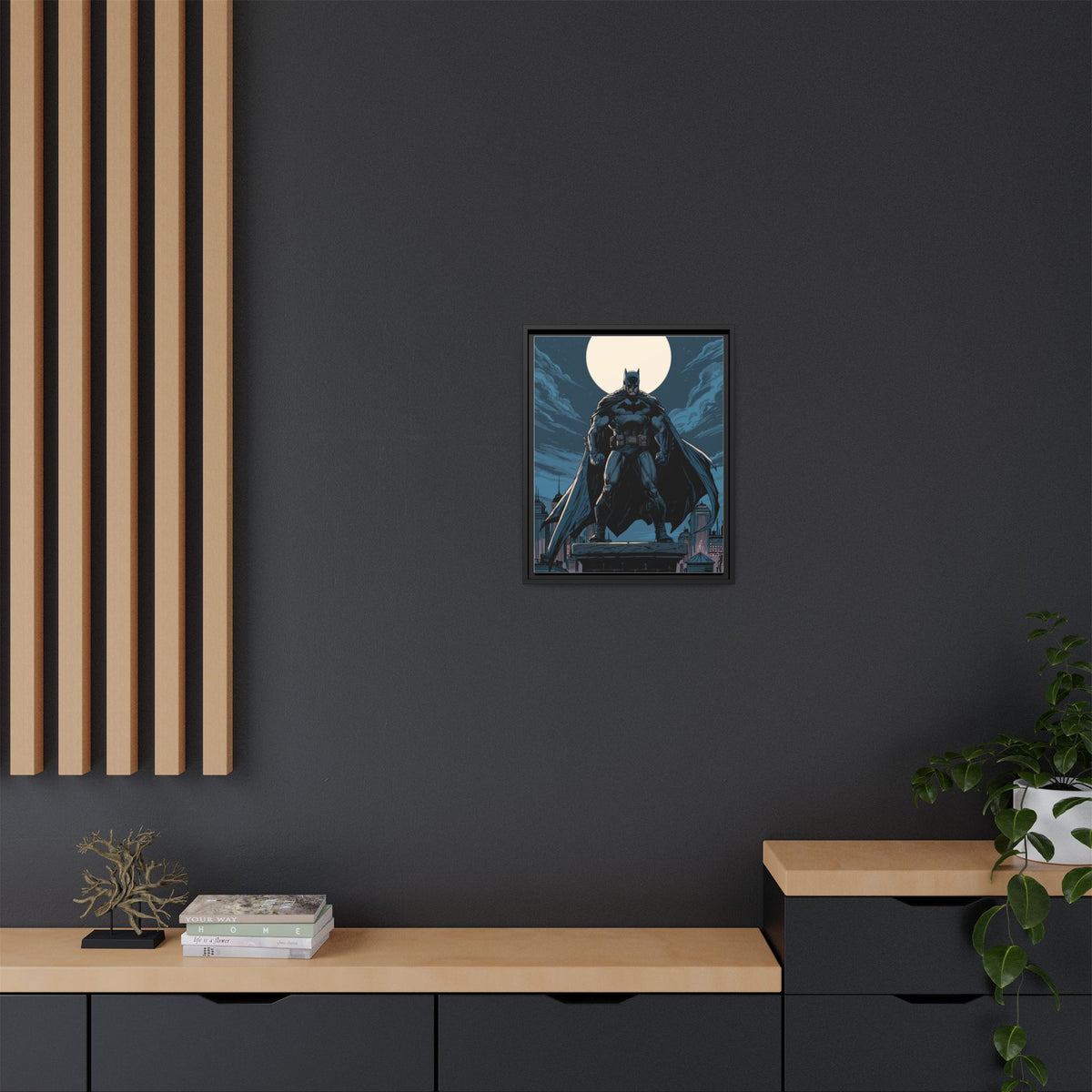 Batman Moonlit Matte Canvas Framed Print