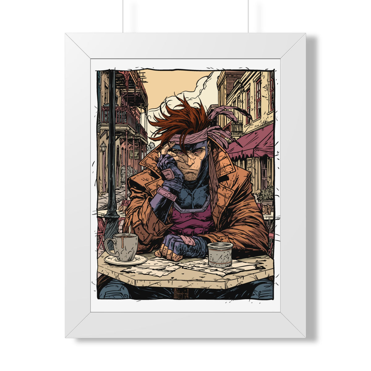 Gambit Framed Poster - Brooding Comic Cafe Art