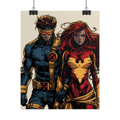 X-Men Cyclops & Jean Grey Poster — Vintage Comic Art Rolled Print