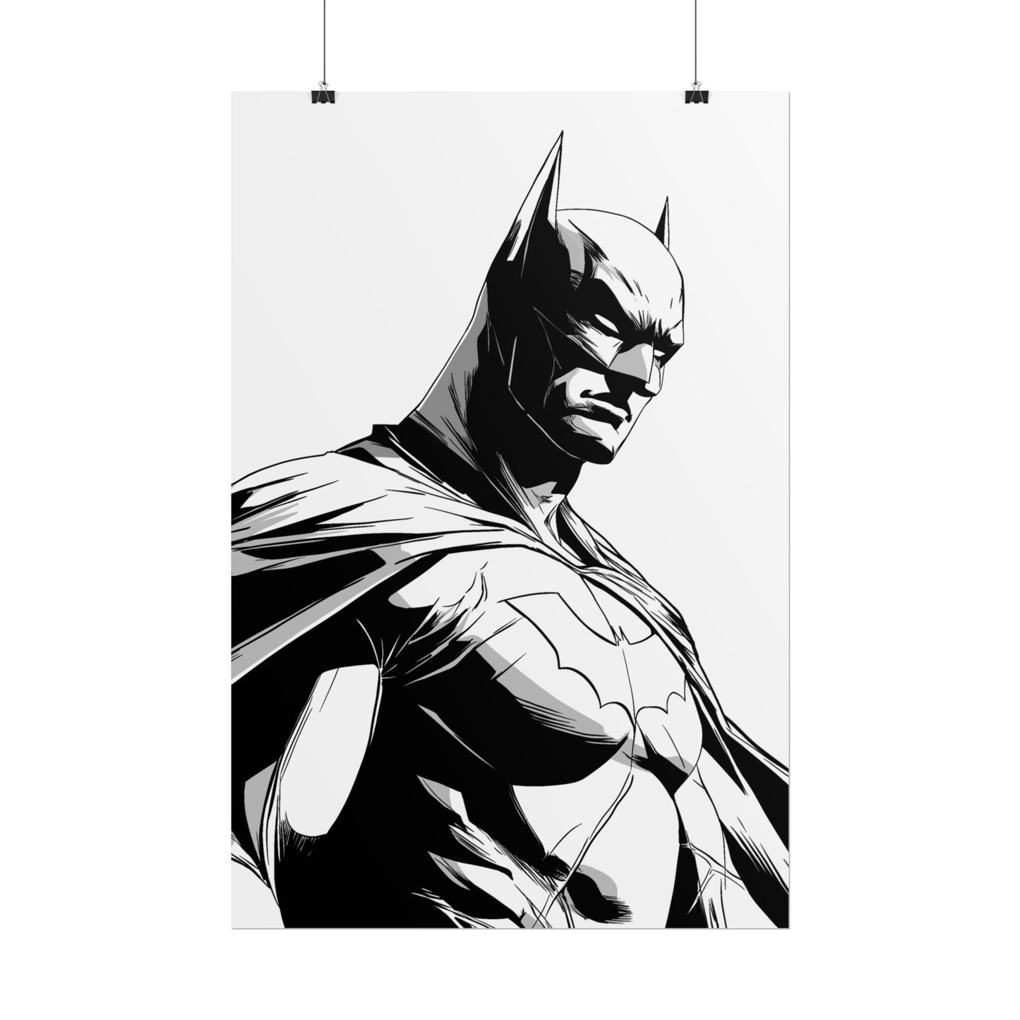 Batman Black & White Rolled Poster — Superhero Wall Art Print