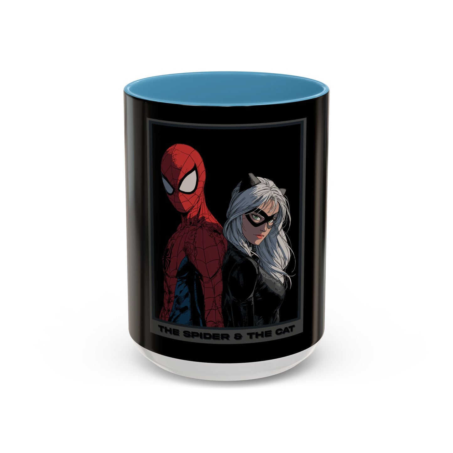 Spider & Cat Duo Accent Coffee Mug – Black 11/15oz
