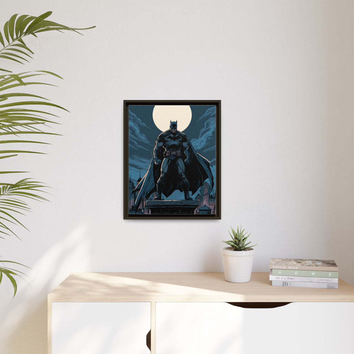 Batman Moonlit Matte Canvas Framed Print