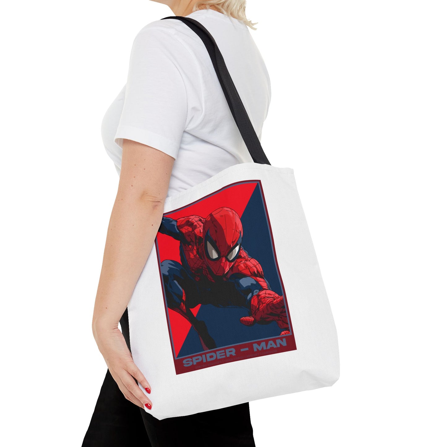 Spider-Man Graphic Tote Bag — Retro Red & Blue Comic Design