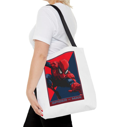 Spider-Man Graphic Tote Bag — Retro Red & Blue Comic Design