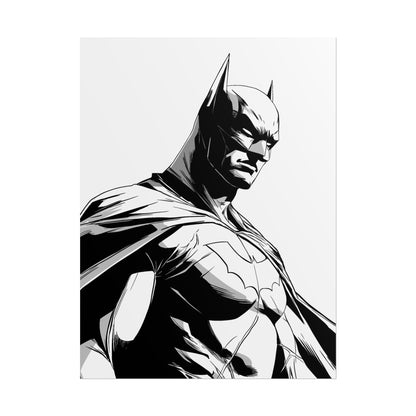 Batman Black & White Rolled Poster — Superhero Wall Art Print