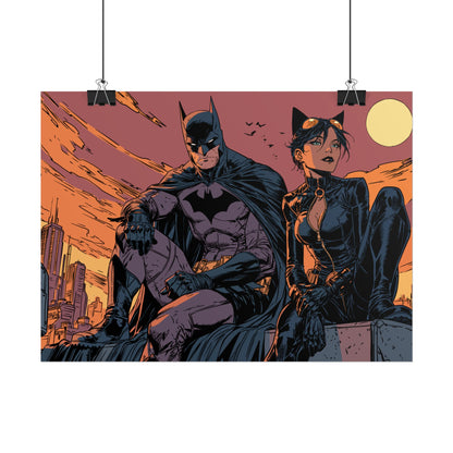 Batman & Catwoman Landscape Art Poster