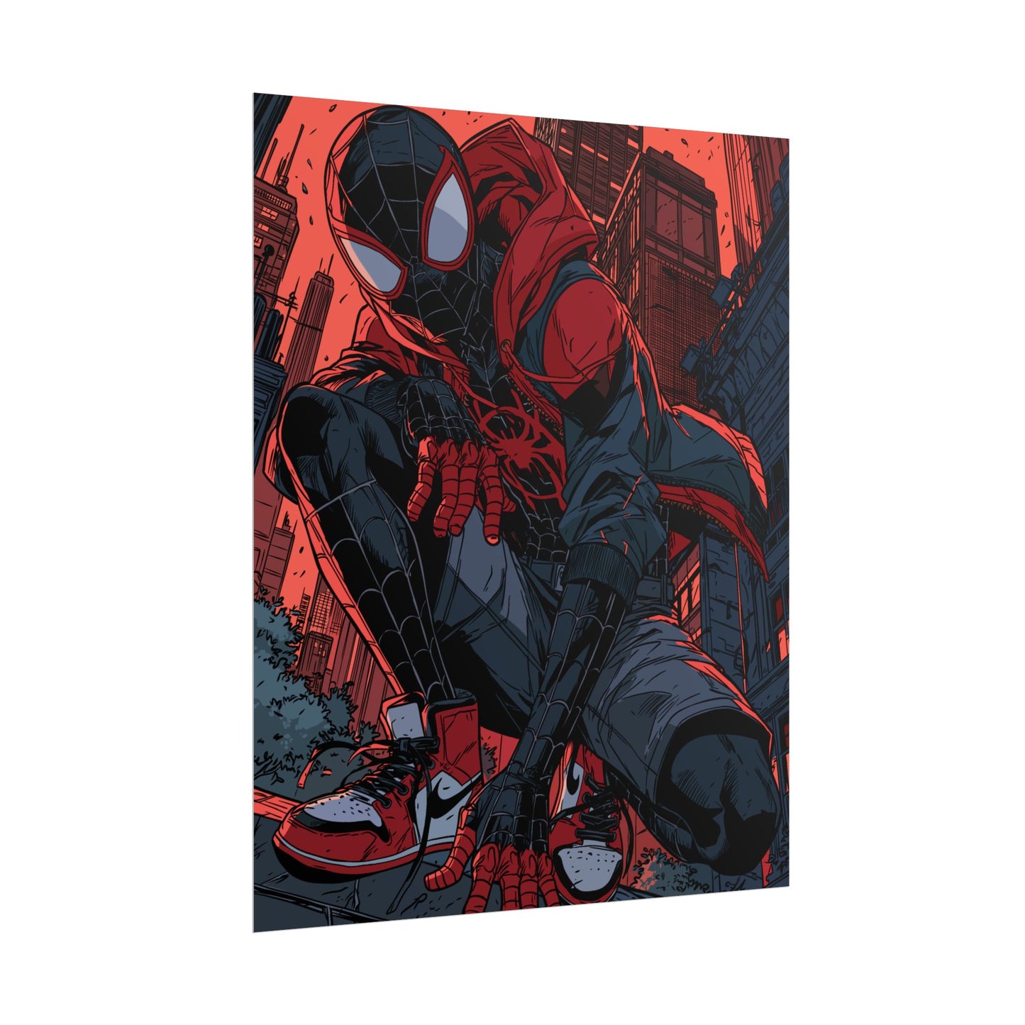 Spider-Man Miles Morales Poster – Red & Black Comic Art Rolled Poster