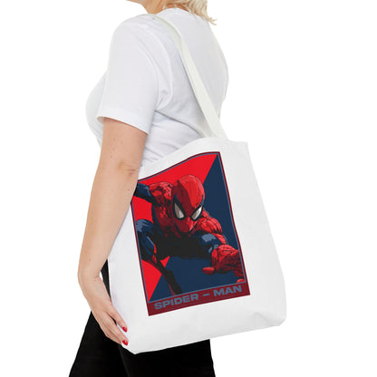 Spider-Man Graphic Tote Bag — Retro Red & Blue Comic Design