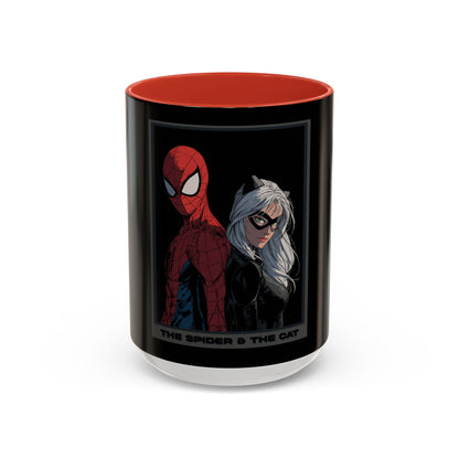 Spider & Cat Duo Accent Coffee Mug – Black 11/15oz