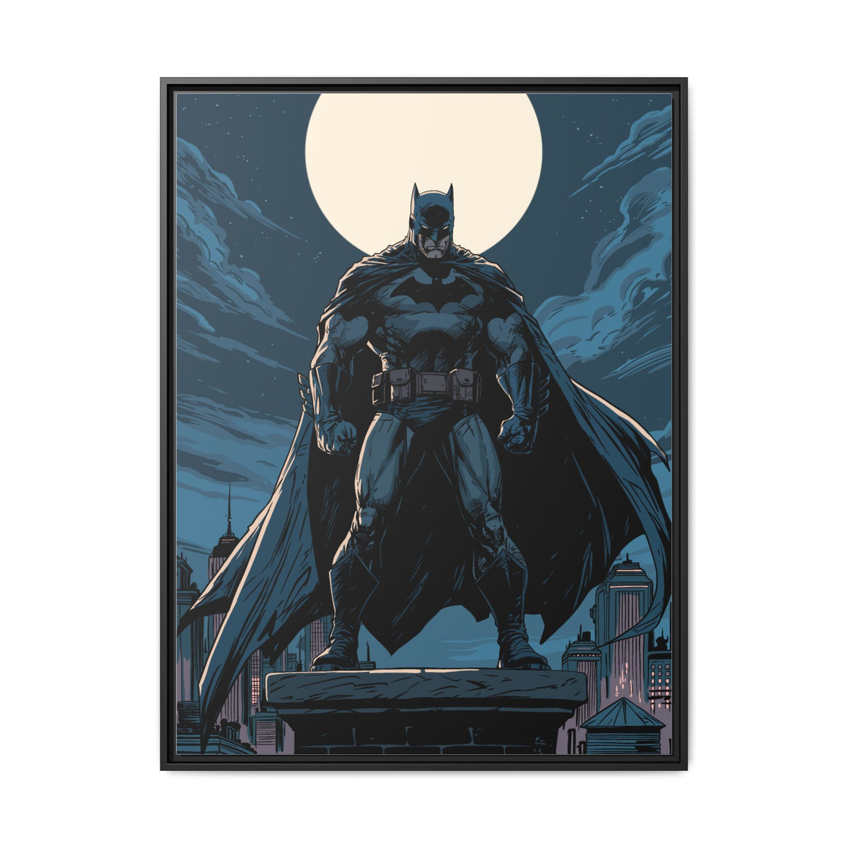 Batman Moonlit Matte Canvas Framed Print