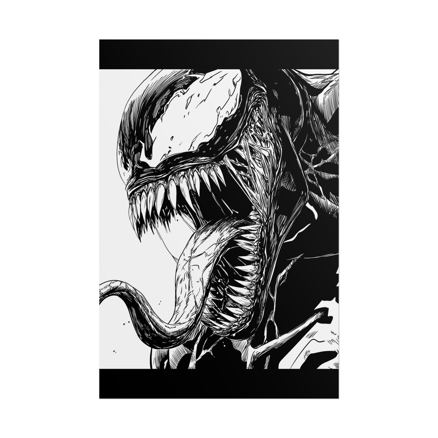 Venom Poster — Black & White Comic Art Rolled Print