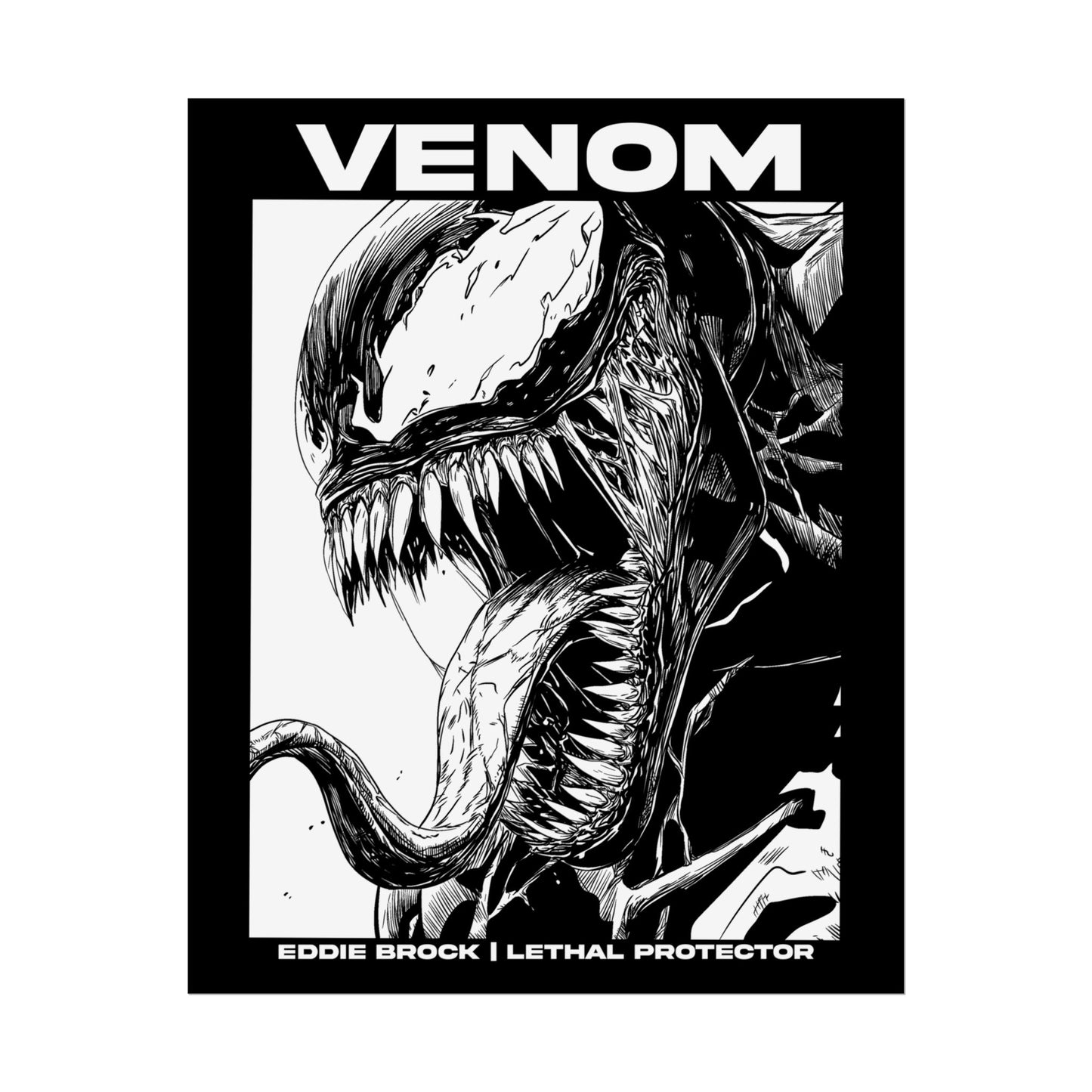 Venom Rolled Poster — Eddie Brock Lethal Protector Black & White Art