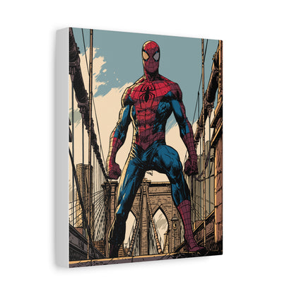Spiderman Comic Canvas Print — Iconic City Bridge Pose