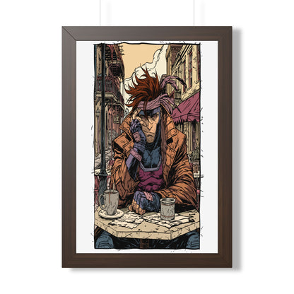 Gambit Framed Poster - Brooding Comic Cafe Art