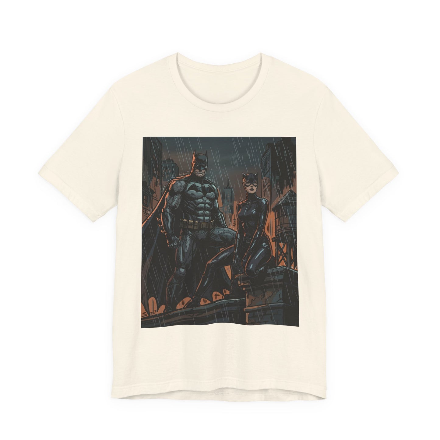 Batman & Catwoman Rain Night T‑Shirt