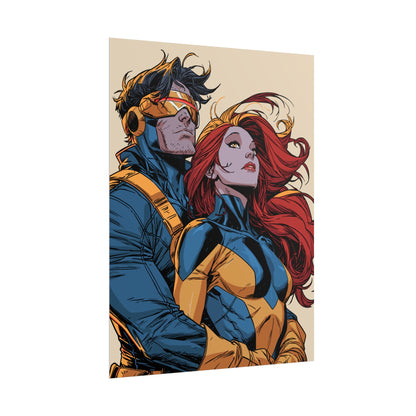 Cyclops & Jean Grey Comic Art Rolled Poster