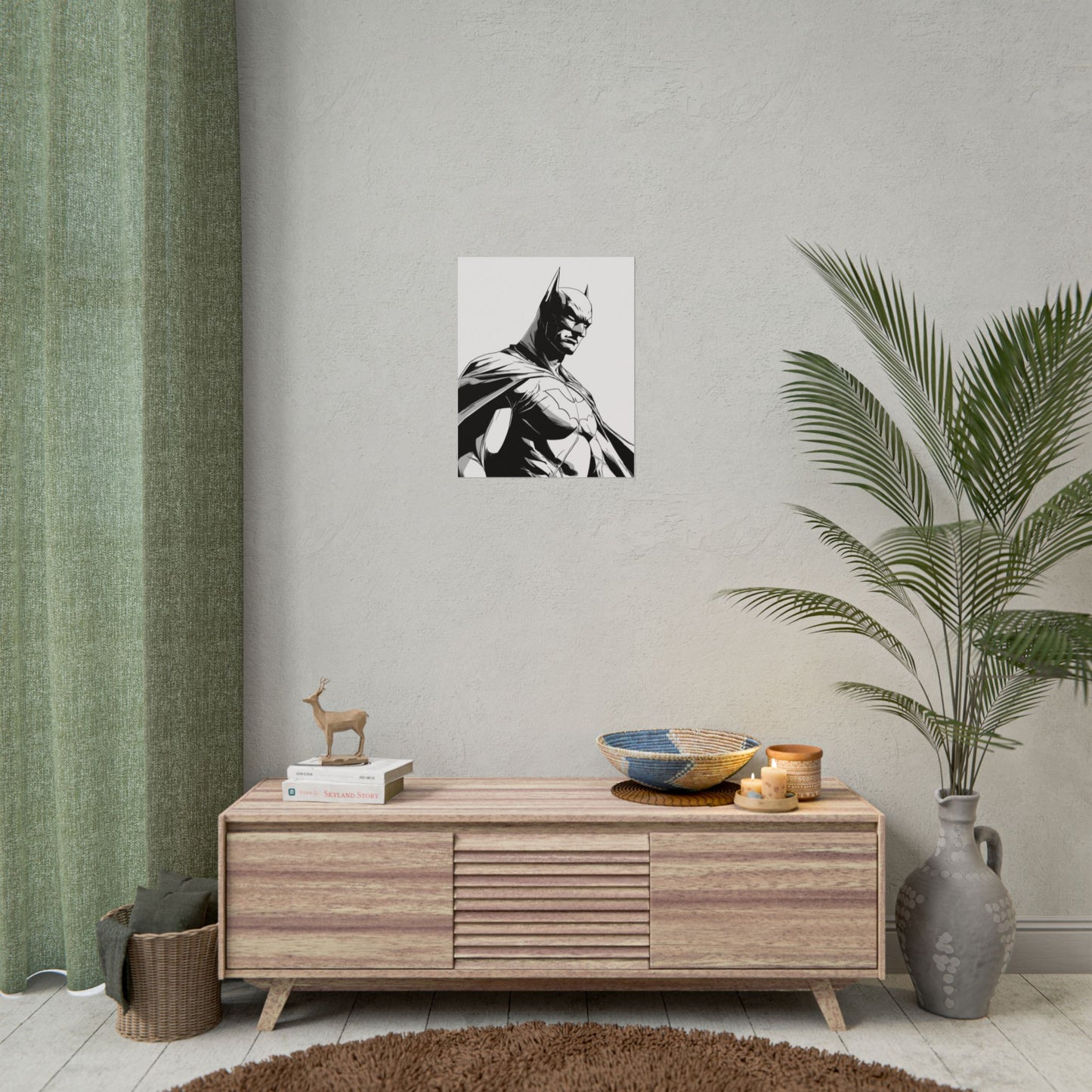 Batman Black & White Rolled Poster — Superhero Wall Art Print
