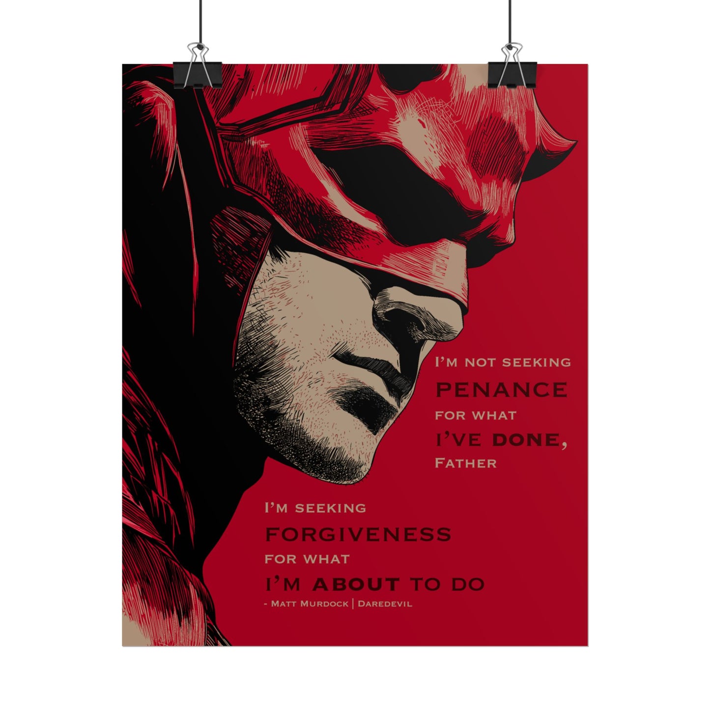 Daredevil Quote Rolled Poster — 'I'm Seeking Forgiveness'