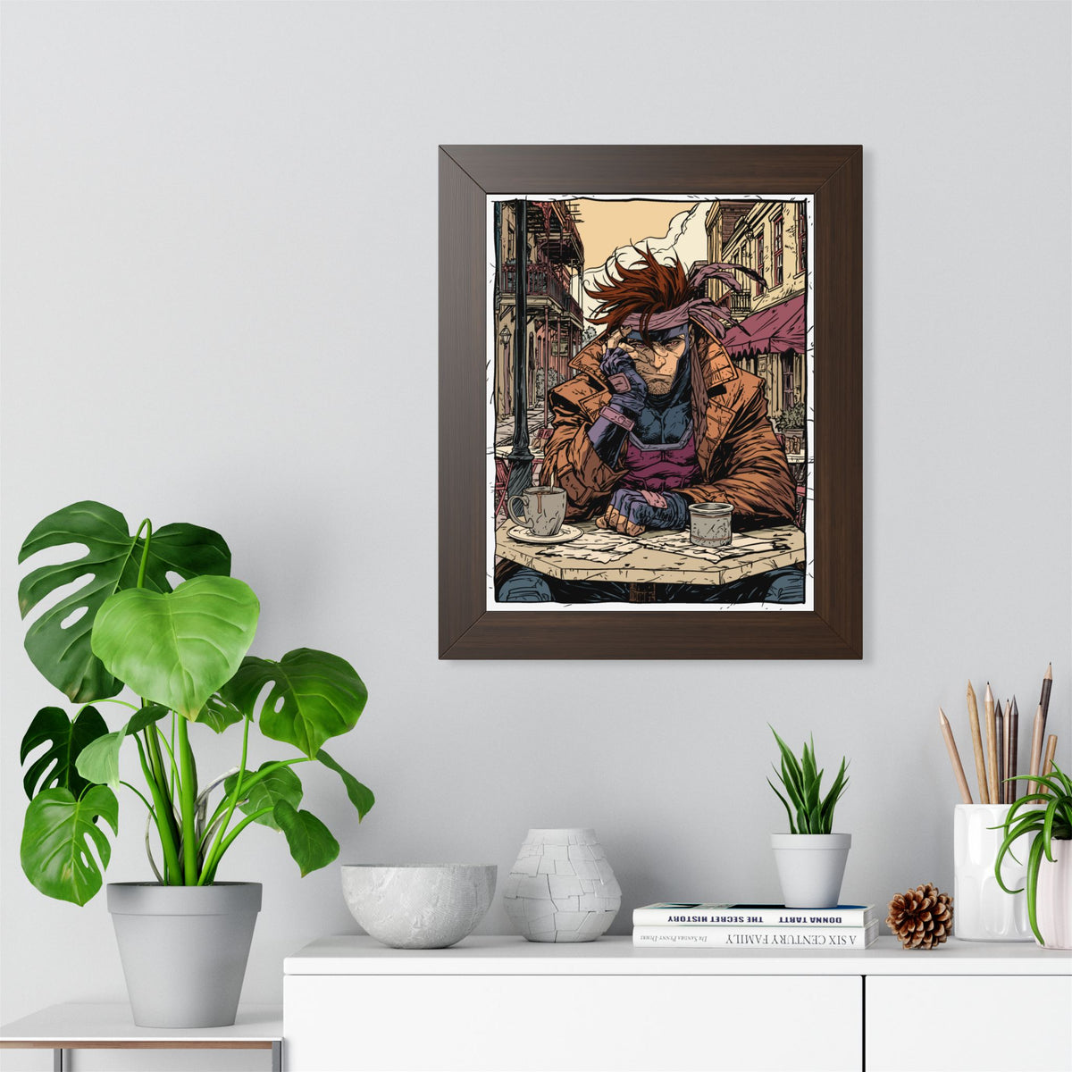 Gambit Framed Poster - Brooding Comic Cafe Art