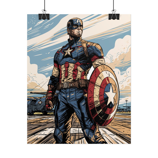 Captain America Retro Art Poster — Rolled Superhero Wall Print
