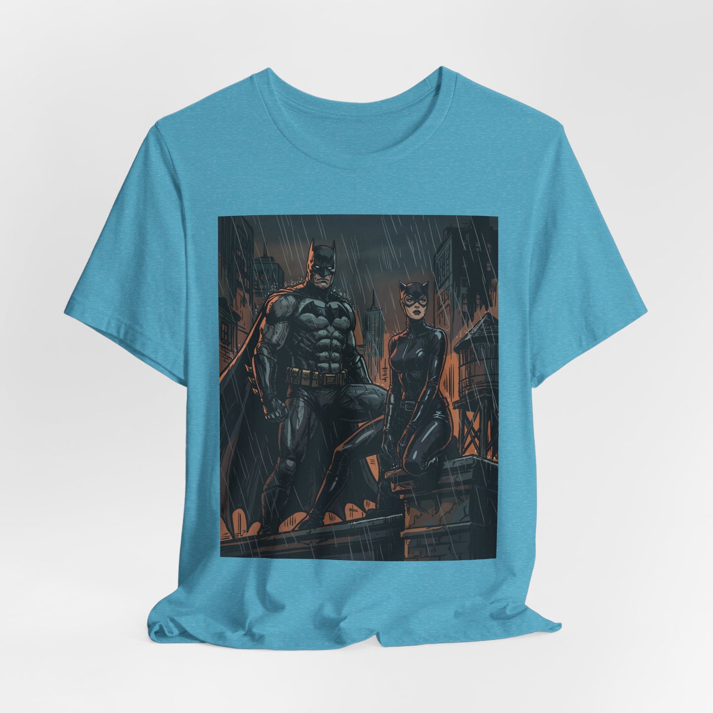 Batman & Catwoman Rain Night T‑Shirt