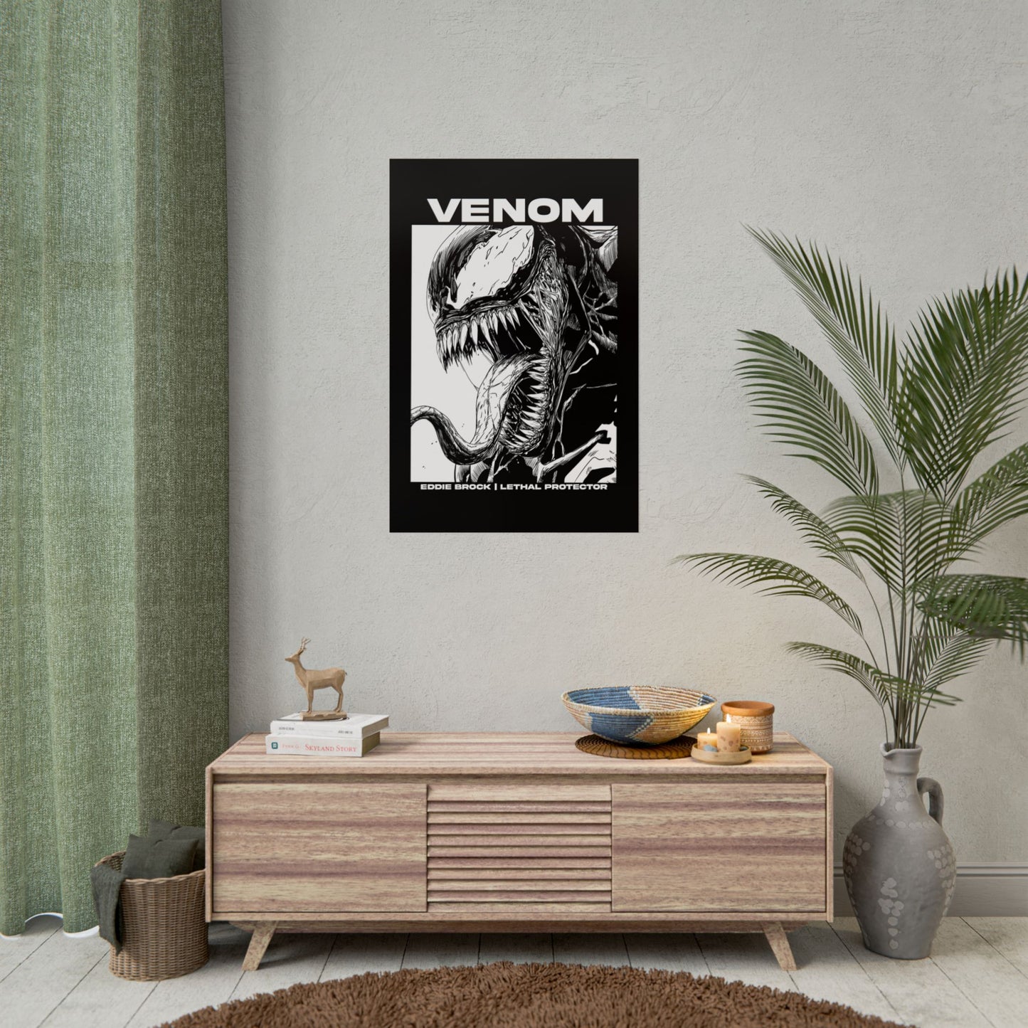 Venom Rolled Poster — Eddie Brock Lethal Protector Black & White Art