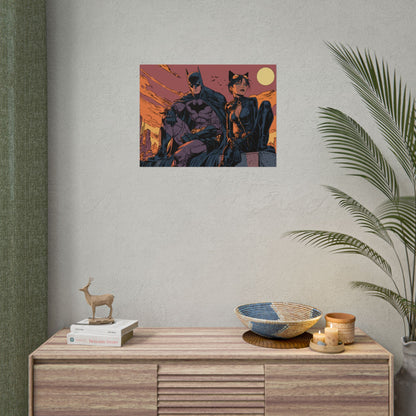 Batman & Catwoman Landscape Art Poster