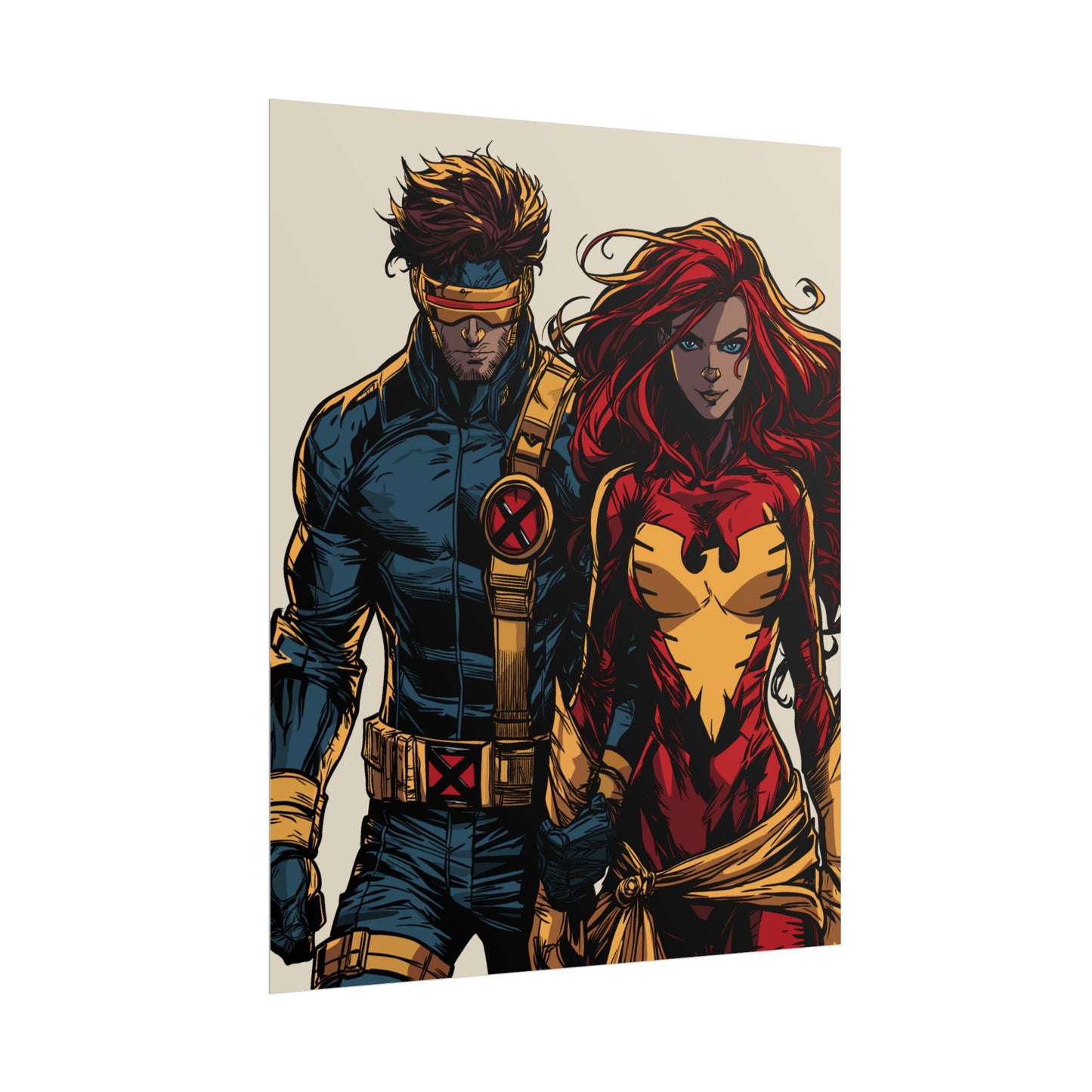 X-Men Cyclops & Jean Grey Poster — Vintage Comic Art Rolled Print