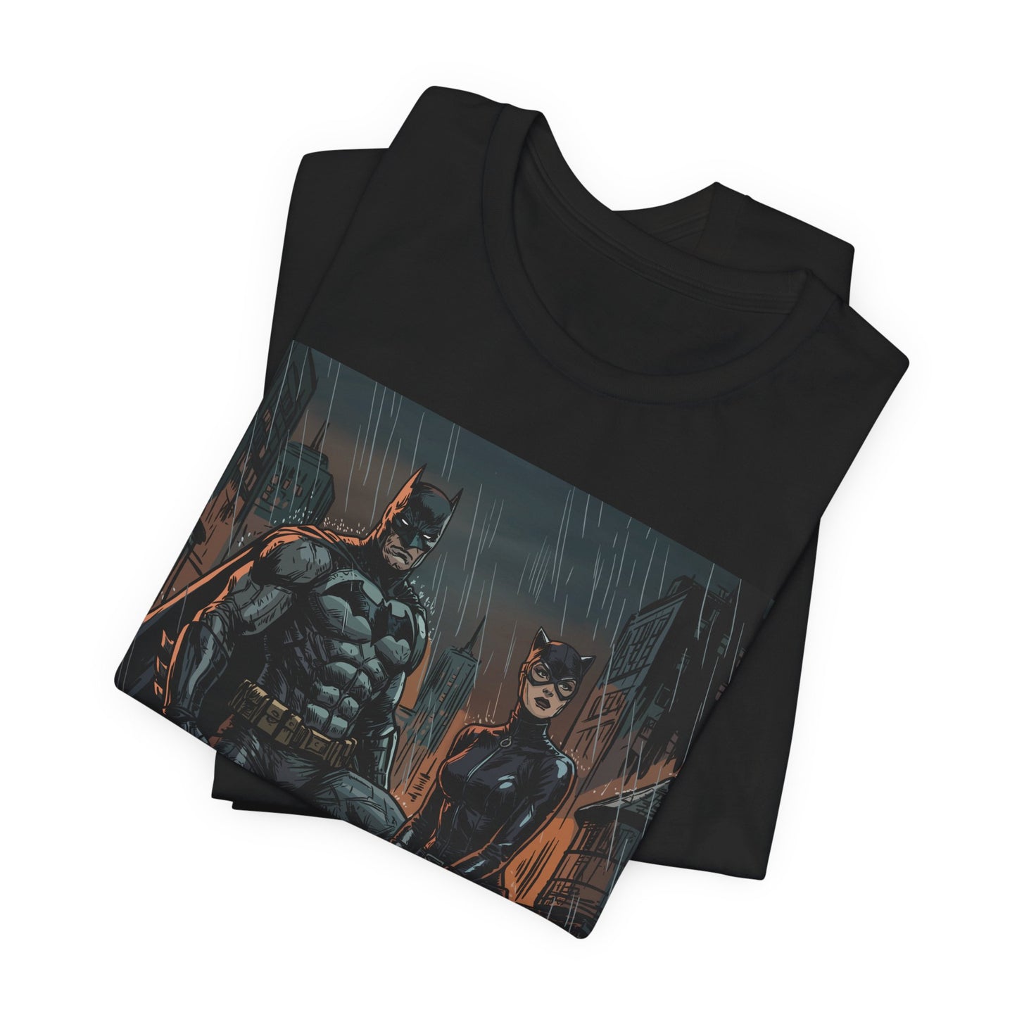 Batman & Catwoman Rain Night T‑Shirt