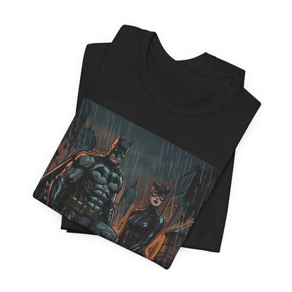 Batman & Catwoman Rain Night T‑Shirt